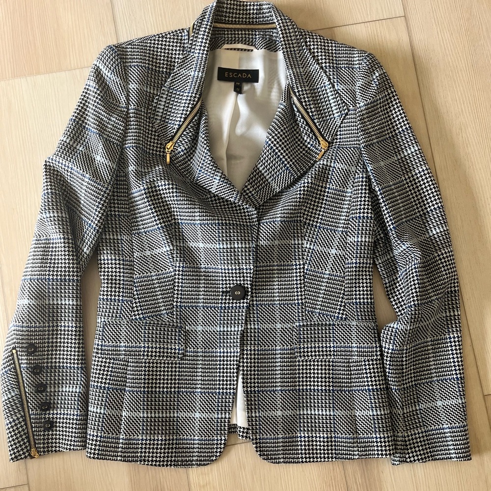 Escada Black and White Plaid Women's Blazer